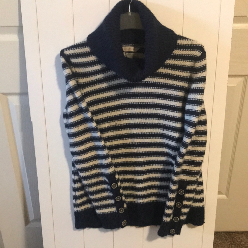 Banana Republic Striped Navy and White Turtleneck Sweater
